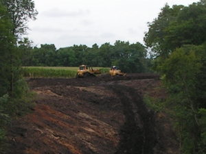 Dakota Access machinery working in David's fields after nearly four inches of rain, August 30, 2016.