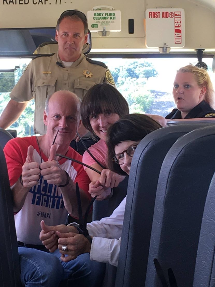 Cyndy Coppola (front) with Bold Iowa director Ed Fallon and others arrested during nonviolent direct action to stop construction on the Dakota Access pipeline on Sept. 10, 2016.
