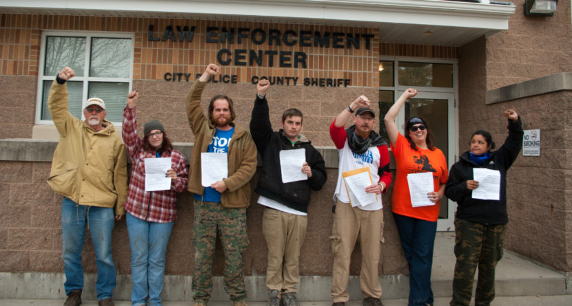 Arrestees released from the Sac City, Iowa jail after the Oct. 29 nonviolent action to stop construction on Dakota Access on Shirley Gerjets' land. (Photo: Mark Hefflinger)